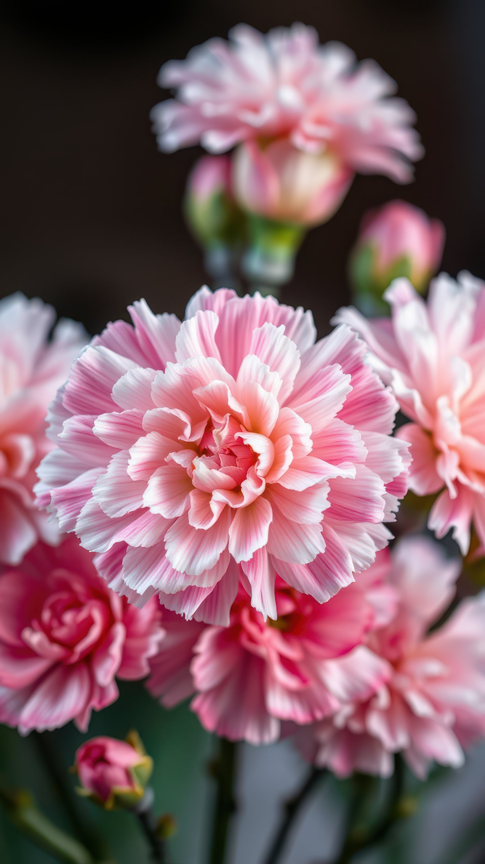 Beautiful pink carnations in full bloom highlighting floral elegance and natural beauty in a garden setting